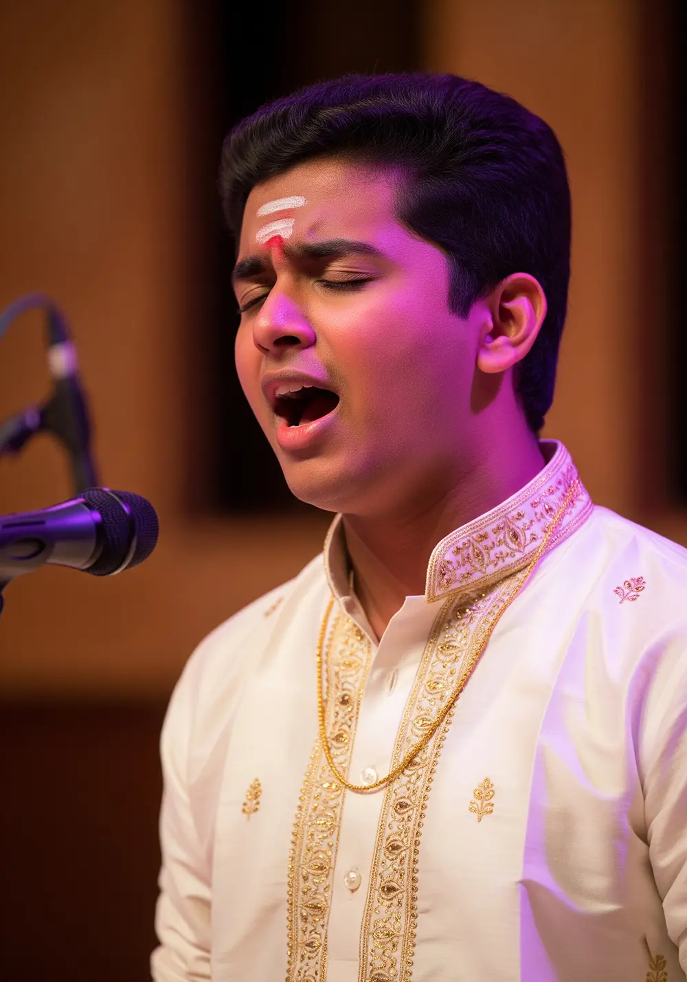 Carnatic vocal student practicing ragas.